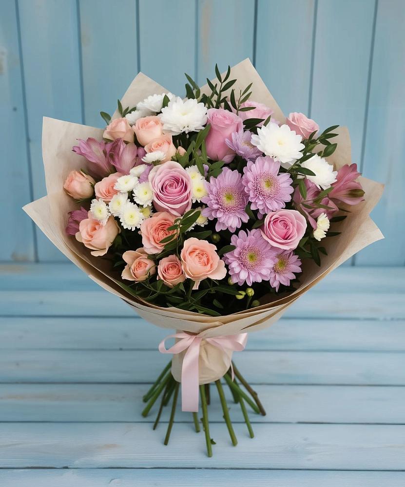 Букет цветов из: Хризантемы, Розы и Альстромерии в Архиповском