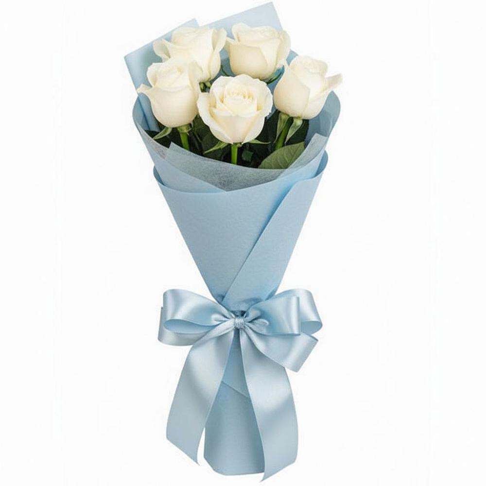 Букет 5 Белых роз Проуд в Архиповском