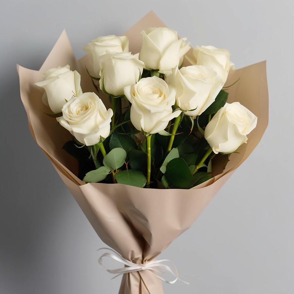 Букет 9 Белых роз Эдлесс Лав в Архиповском