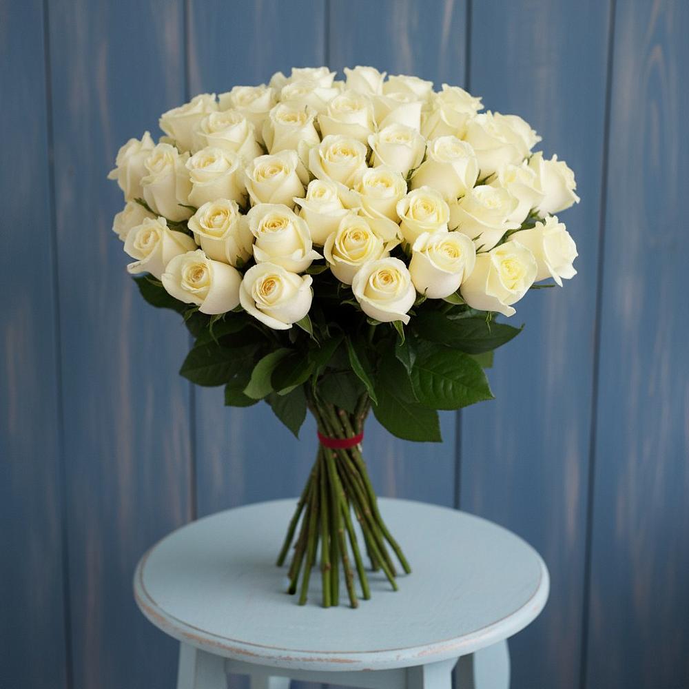 Букет 51 Белая роза Эдлесс Лав в Архиповском