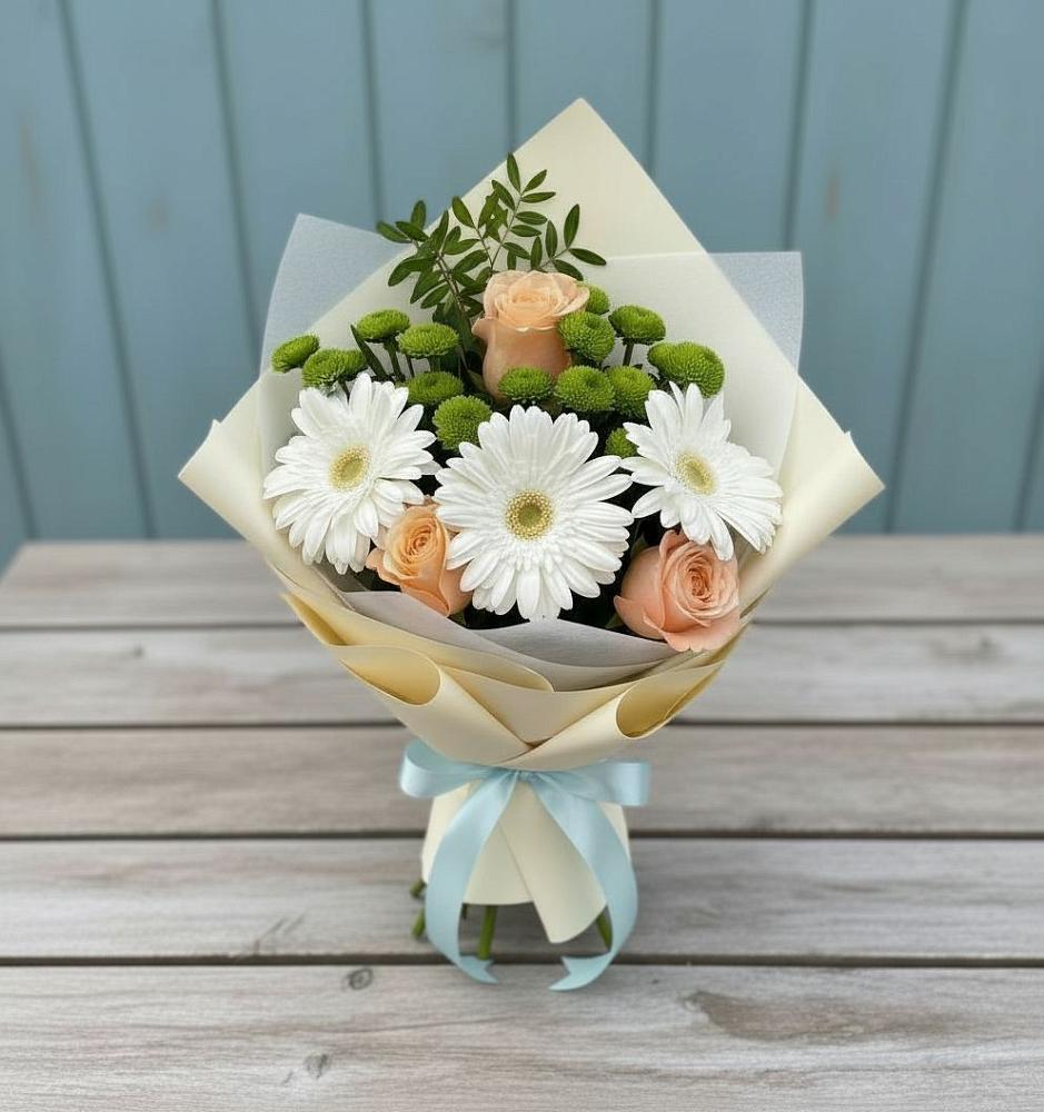 Букет цветов из: Герберы, Розы и Хризантемы в Архиповском