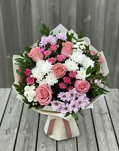 Букет цветов из:  Альстромерии, Гвоздики, Розы и Хризантемы в Архиповском