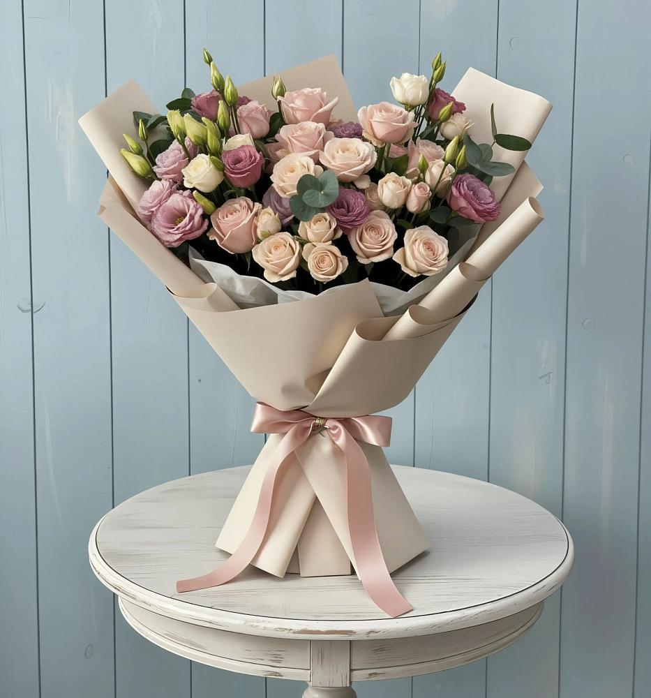 Букет цветов из: Розы и Лизиантусы в Архиповском