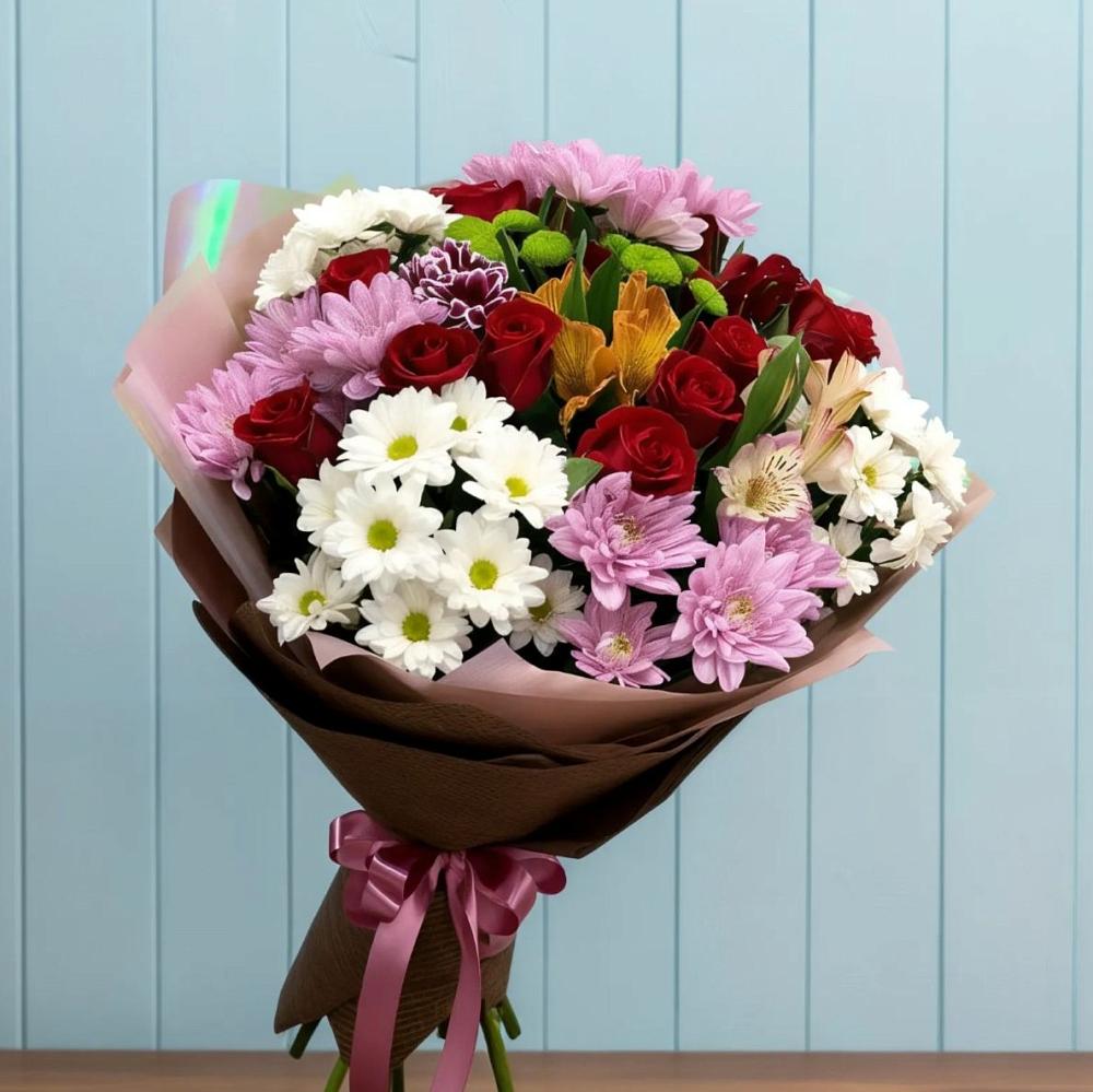Букет цветов из: Розы, Хризантемы и Альстромерии в Архиповском