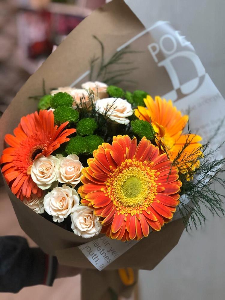 Букет цветов из: Герберы, Хризантемы и Розы в Архиповском